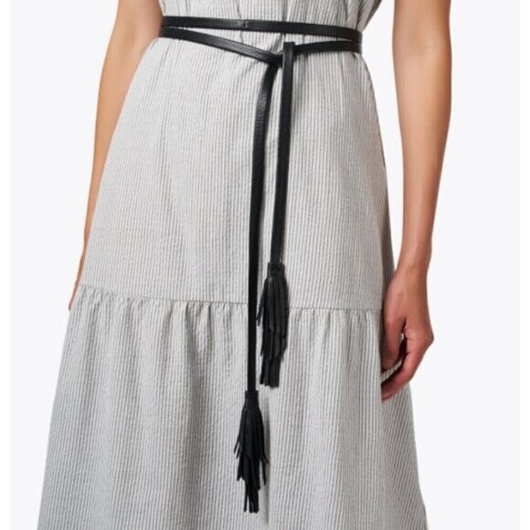NWT B-Low The Belt Leather Gatsby Long Black Fringe Tassel Boho Waist Cinch Wrap - Picture 1 of 12